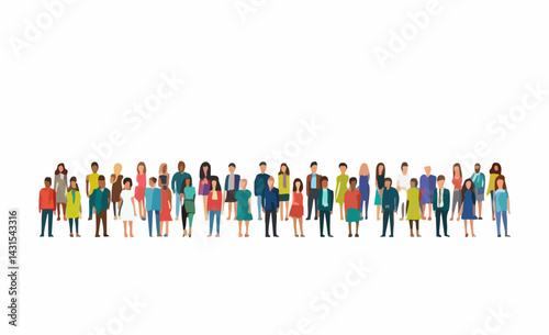Diverse Group of People Standing Together. Vector Image