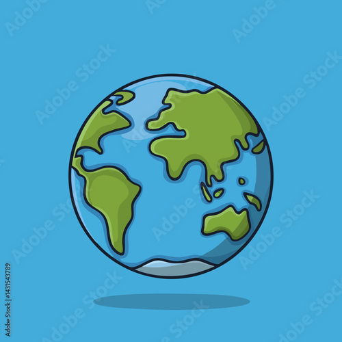Cartoon illustration of Earth globe. Vector Image