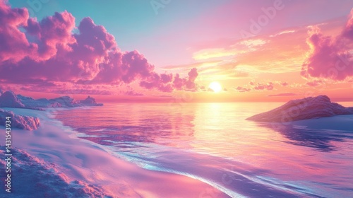 Pastel sunset over a serene beach