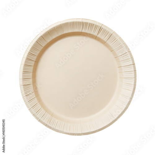 Obraz na płótnie Plain round white paper plate with fluted edges shown isolated on a transparent background commonly used for disposable dining or catering purposes w salonie