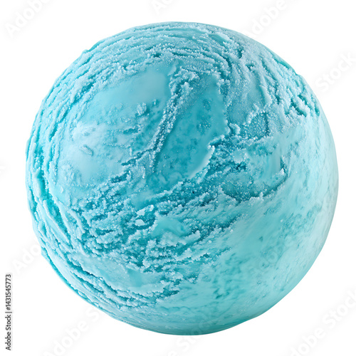 Obraz na płótnie Turquoise ice cream ball with frosted surface and creamy texture isolated on a transparent background appearing cold and freshly scooped w salonie
