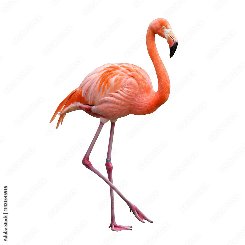 Obraz premium Pink flamingo standing gracefully on transparent background