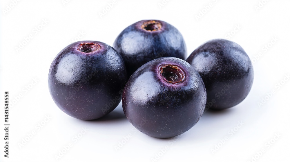 Vibrant Fresh Acai Berry with Rich Colors Isolated on White Background Vibrant Fresh Acai Berry with Rich Colors Isolated on White Background