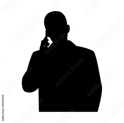 Man with handphone silhouette. Vector image
