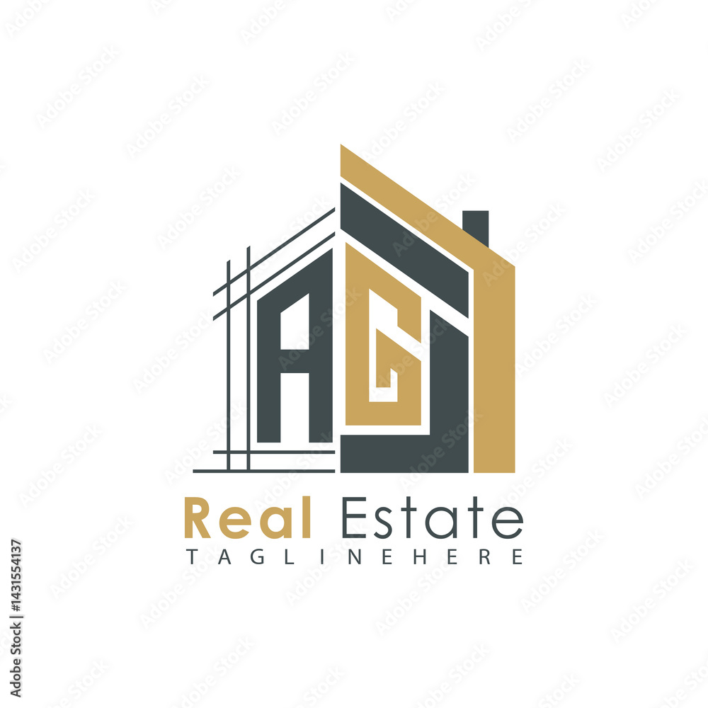 Fototapeta premium initial monogram logo for real estate with Home shape creative design.