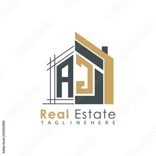 initial monogram logo for real estate with Home shape creative design.