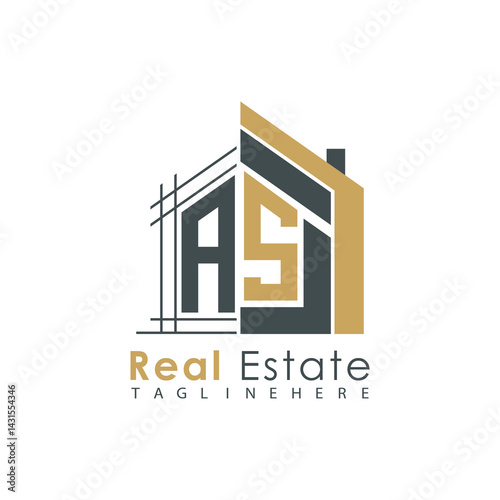 initial monogram logo for real estate with Home shape creative design.