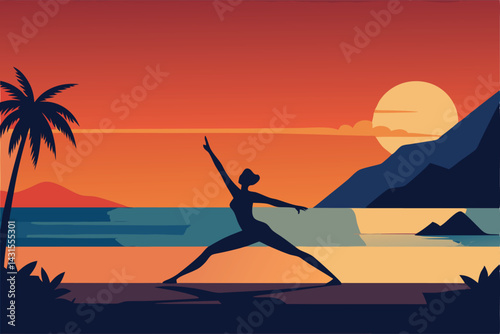 yoga on the beach at sunset