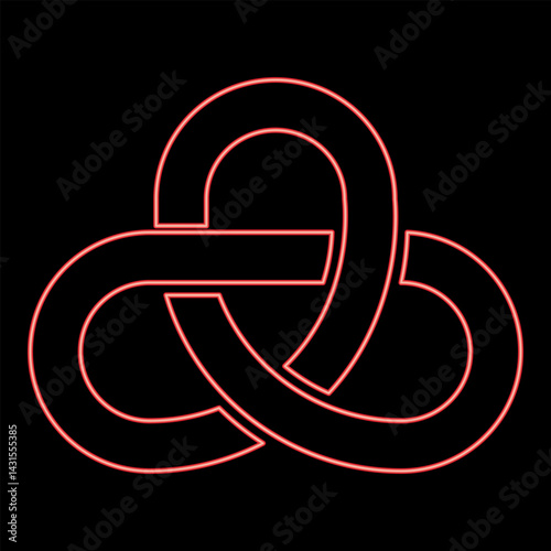 Neon gordian knot Sacred geometry symbol red color vector illustration image flat style