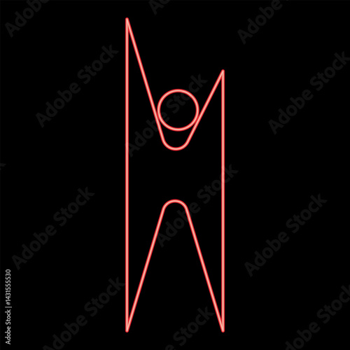 Neon symbol humanism strong person happy man red color vector illustration image flat style