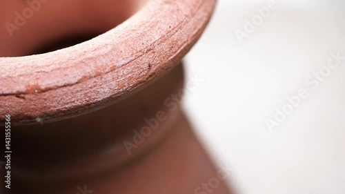 clay pot spinning on turntable
