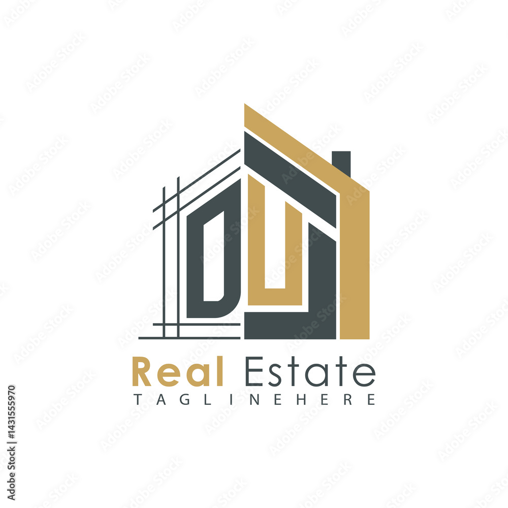 Fototapeta premium initial monogram logo for real estate with Home shape creative design.