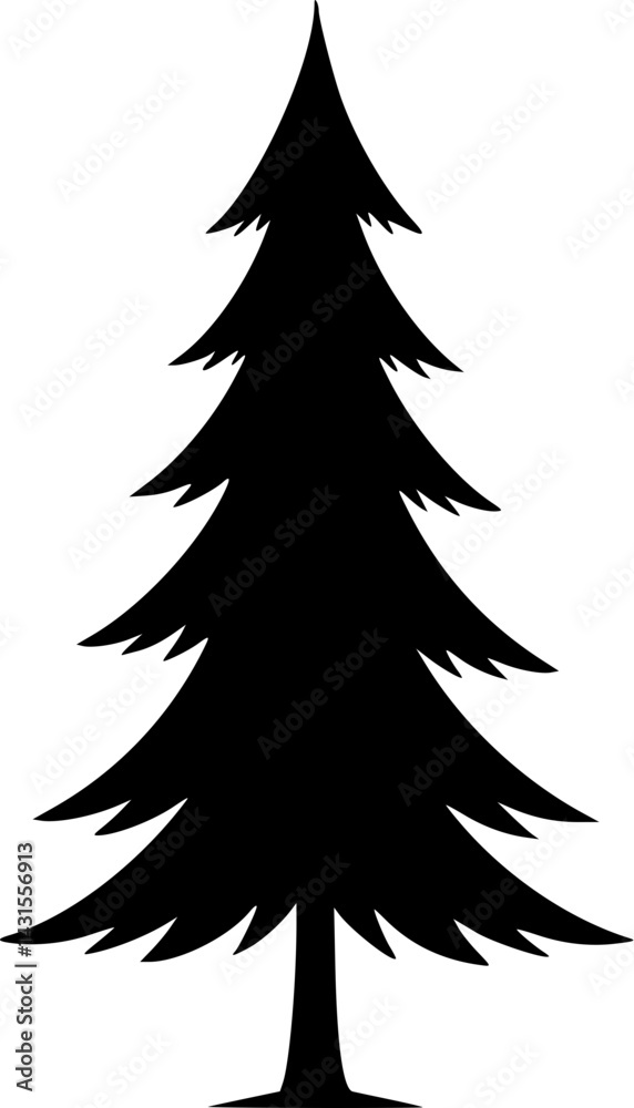 Obraz premium Pine Tree Silhouette - Evergreen Vector, Conifer Illustration