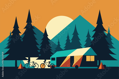 camping in the forest