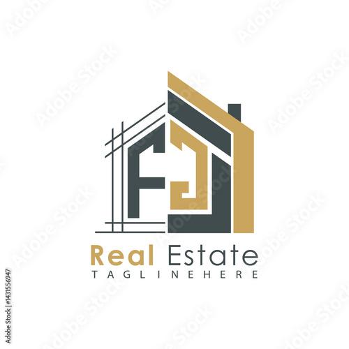 initial monogram logo for real estate with Home shape creative design.