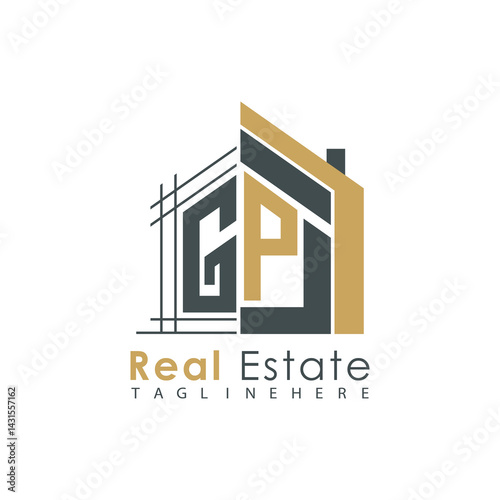 initial monogram logo for real estate with Home shape creative design.