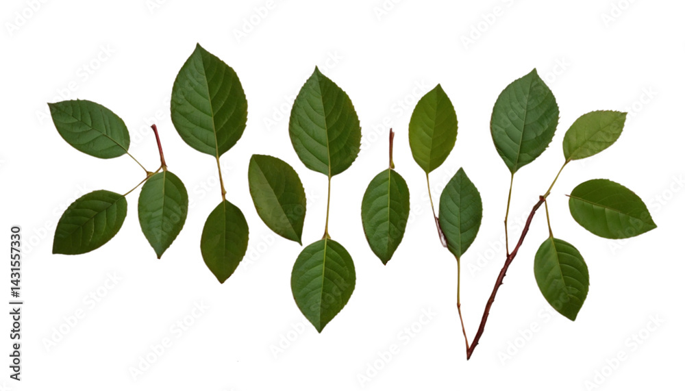 Naklejka premium green leaves isolated on white , PNG