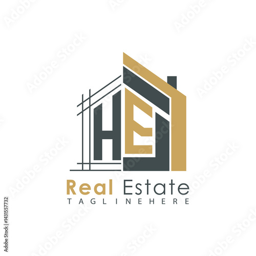 initial monogram logo for real estate with Home shape creative design.