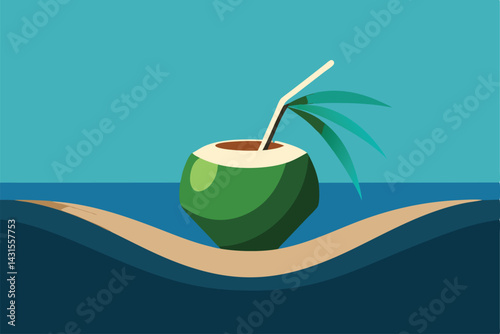 coconut cocktail on a tropical beach