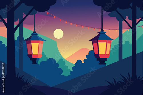 colorful-lanterns-strung-between-trees-for-evening.eps

