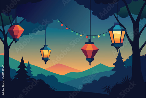 colorful-lanterns-strung-between-trees-for-evening.eps
