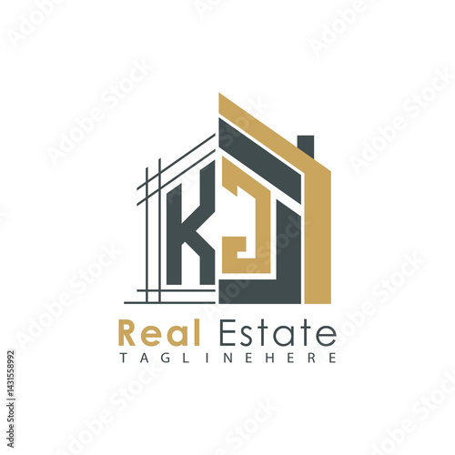 initial monogram logo for real estate with Home shape creative design.