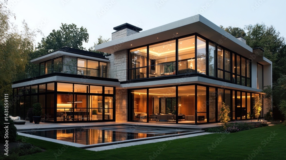 Modern Luxury Home Design: Evening Illumination Modern Luxury Home Design: Evening Illumination