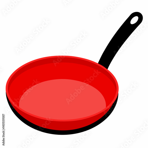 new style red color frying pan vector icon on white background