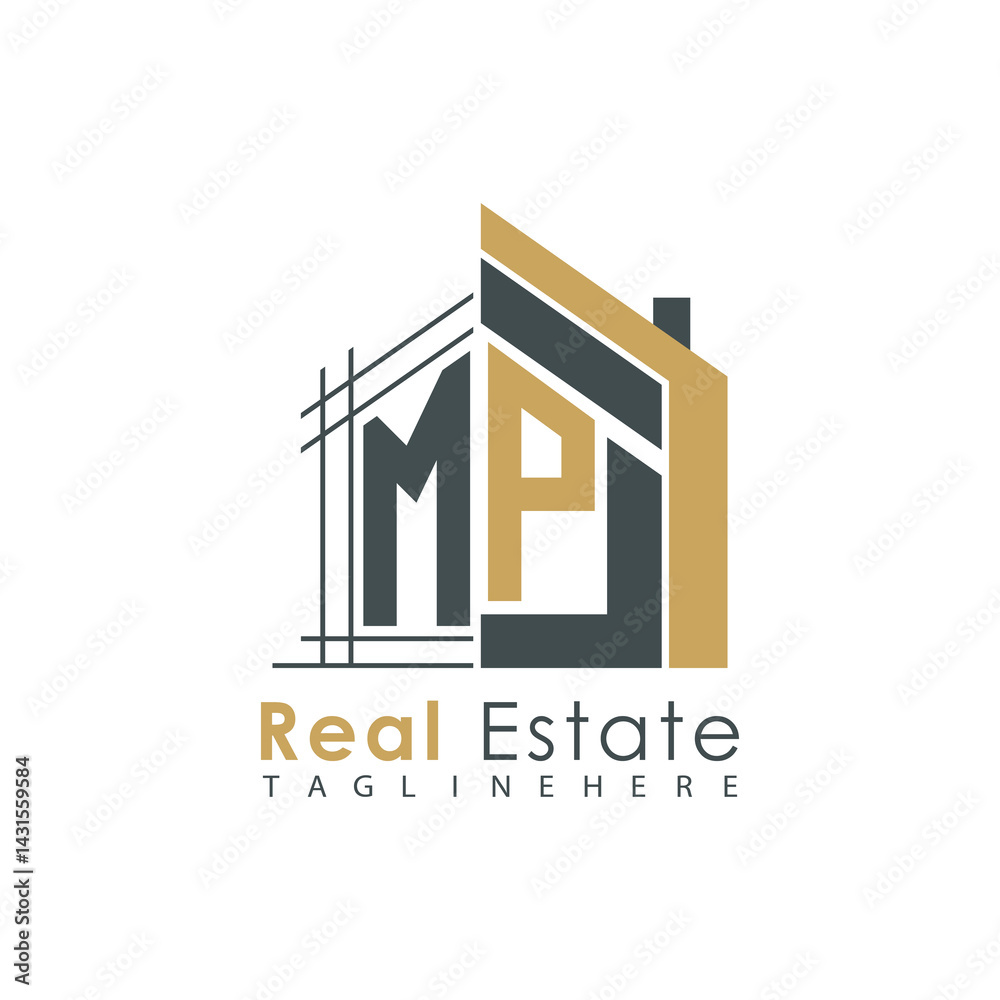 Fototapeta premium initial monogram logo for real estate with Home shape creative design.