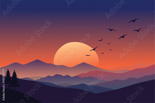 sunset over the mountains