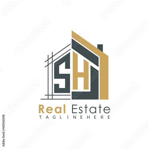 initial monogram logo for real estate with Home shape creative design.