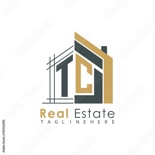 initial monogram logo for real estate with Home shape creative design.