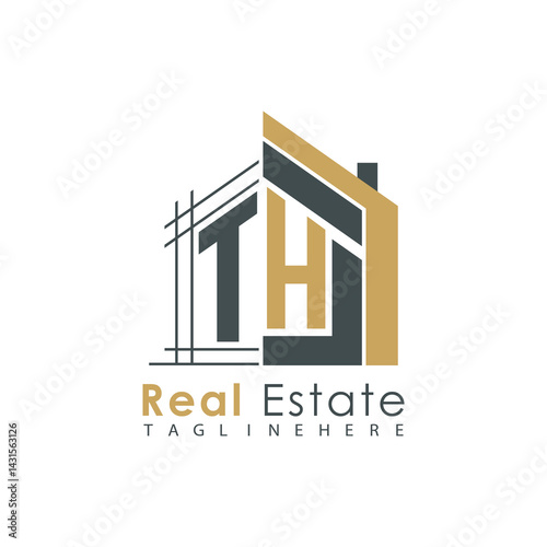 initial monogram logo for real estate with Home shape creative design.