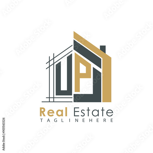 initial monogram logo for real estate with Home shape creative design.
