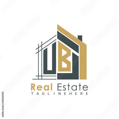 initial monogram logo for real estate with Home shape creative design.