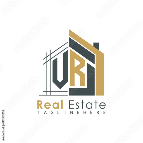 initial monogram logo for real estate with Home shape creative design.