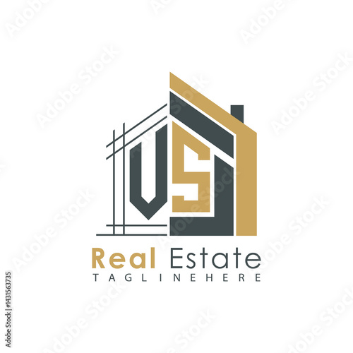 initial monogram logo for real estate with Home shape creative design.