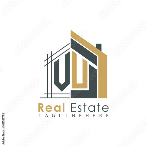initial monogram logo for real estate with Home shape creative design.
