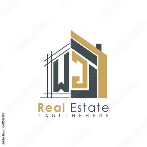 initial monogram logo for real estate with Home shape creative design.