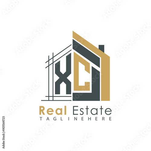 initial monogram logo for real estate with Home shape creative design.