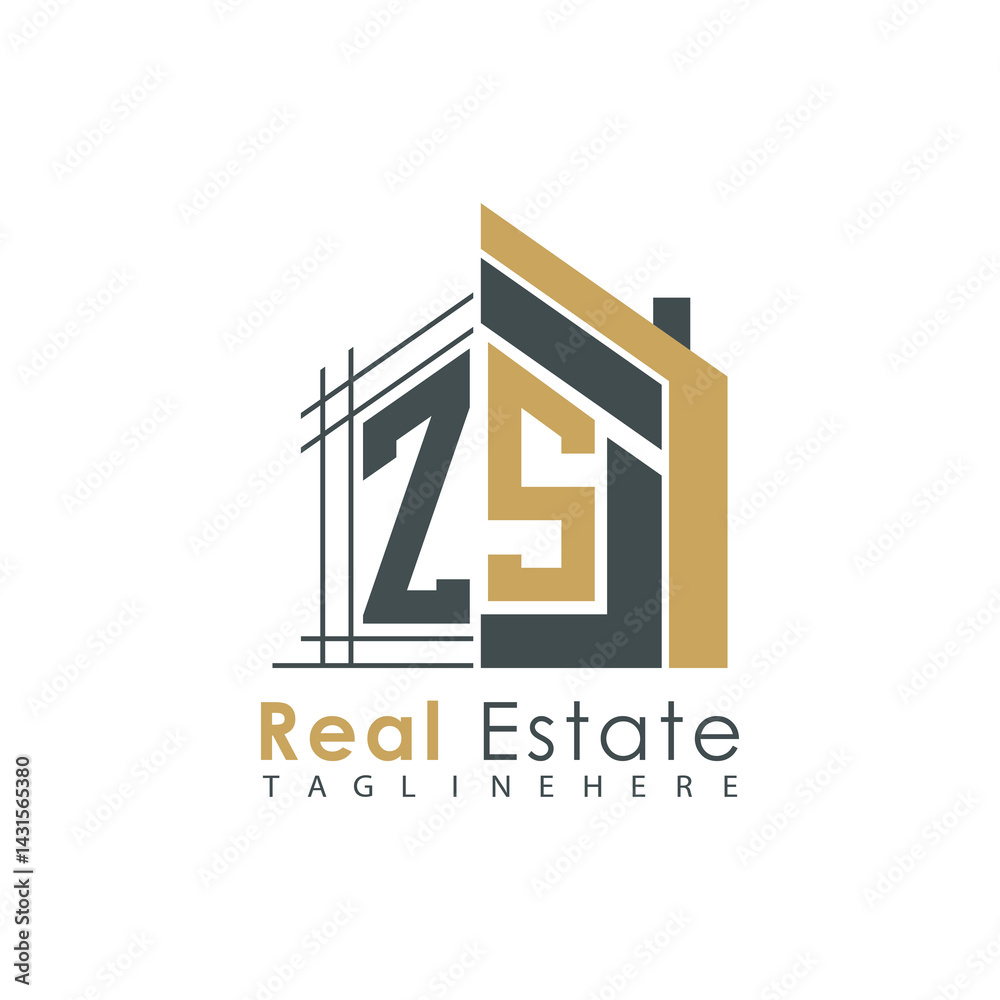 Fototapeta premium initial monogram logo for real estate with Home shape creative design.