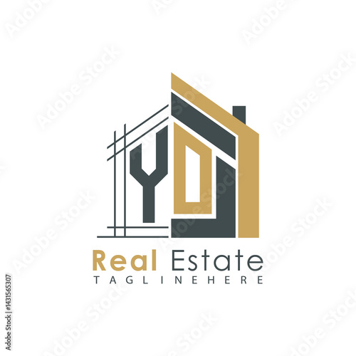 initial monogram logo for real estate with Home shape creative design.