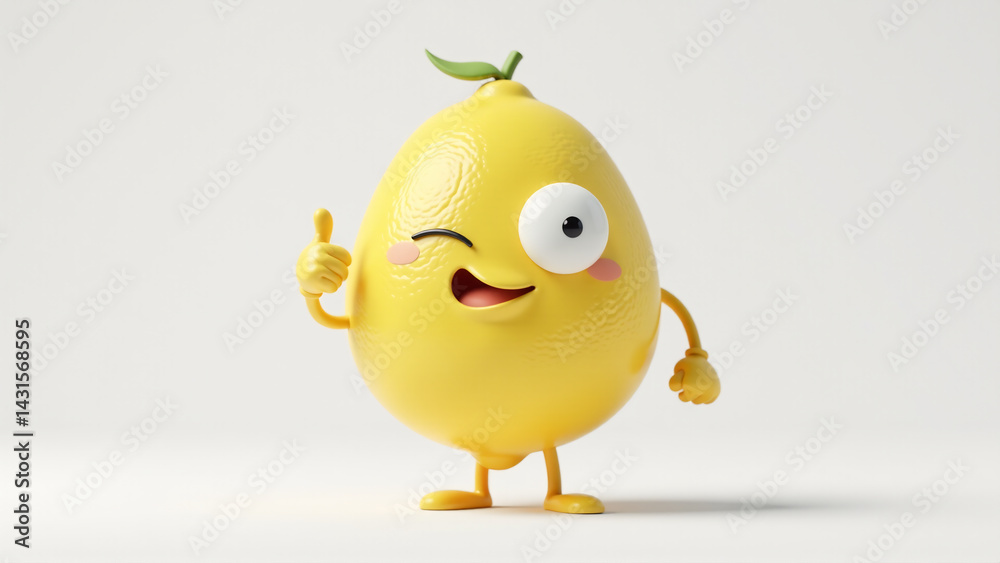 Winking Cartoon Lemon Character Giving a Cool Pointing Gesture Winking Cartoon Lemon Character Giving a Cool Pointing Gesture
