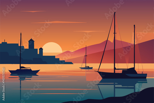 sunset in the harbor