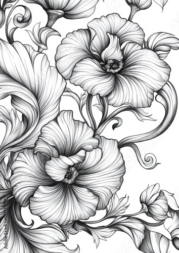 Swirls and Flowers Coloring Pages