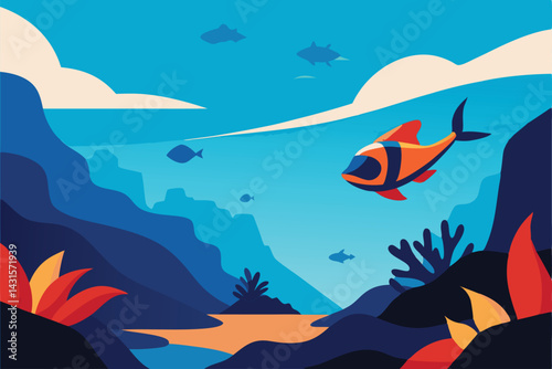 vector illustration of a tropical island