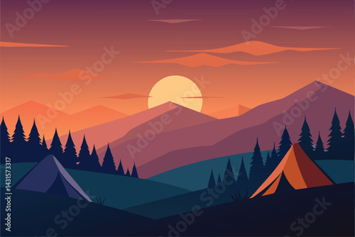 sunset in mountains
