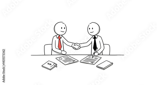 Business handshake finalizes deal with signatures photo