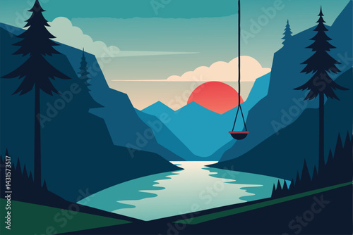mountain landscape with mountains and clouds
