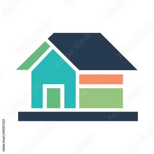Vector Colorful House Icon Design, Retirement Home Vector Icon isolated white background